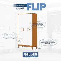 Guarda Roupa Infantil Flip 3 Portas E 2 Gavetas Branco Fosco/savana - Reller Móveis Branco Fosco/savana