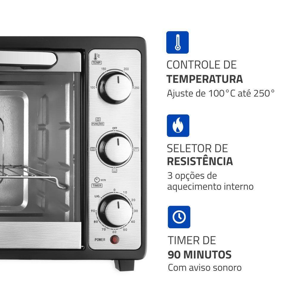 Forno Elétrico De Bancada FR-52 1800W 52 Litros Mondial Preto 110V - 3