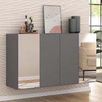 Aparador Buffet Com Espelho Suspenso Vegas Grafite - 1