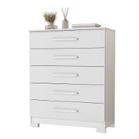 Cômoda Cristina 5 Gavetas Tampo De 18mm Pés Em Pvc Jcm Branco - 1