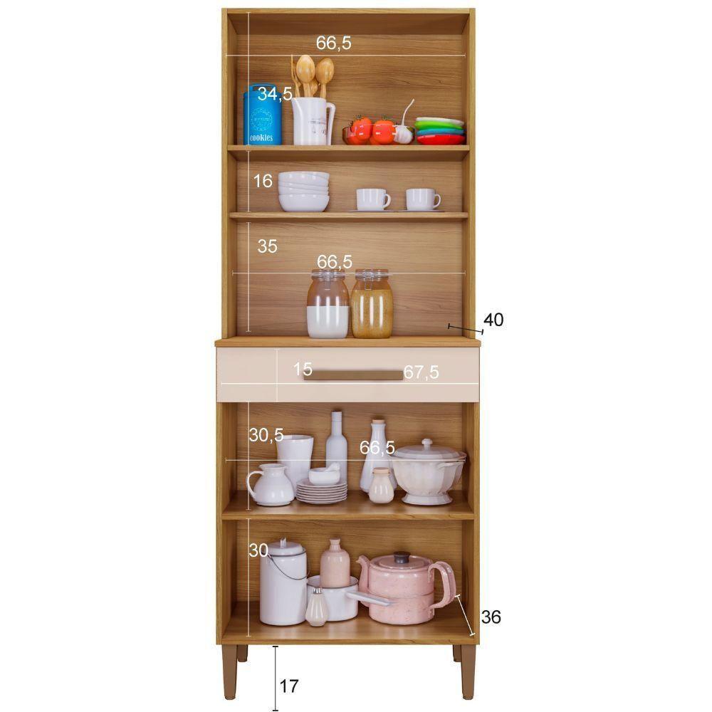 Paneleiro Itália 3 Portas 1 Gaveta Cinamomo Off White Arte Móveis - 4