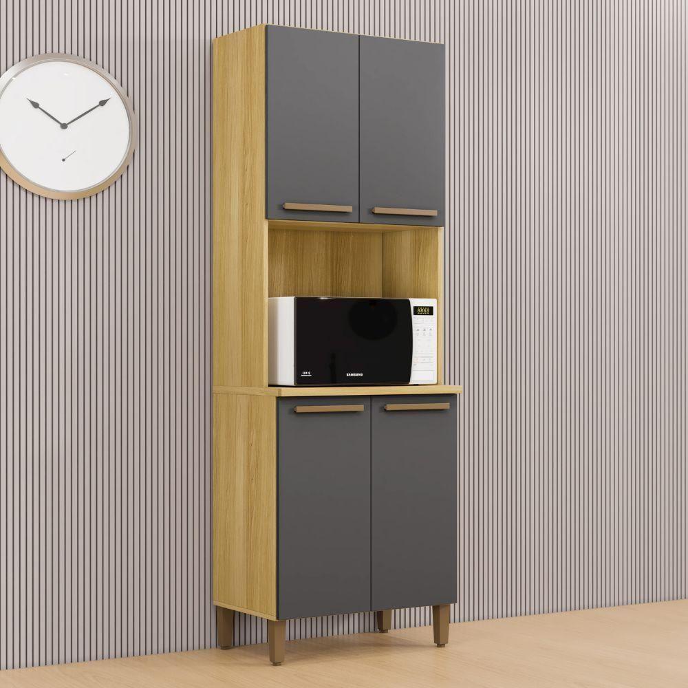 Paneleiro Romano 4 Portas Cinamomo Grafite Arte Móveis - 2