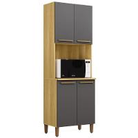 Paneleiro Romano 4 Portas Cinamomo Grafite Arte Móveis - 1