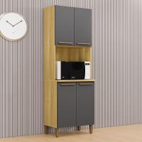 Paneleiro Romano 4 Portas Cinamomo Grafite Arte Móveis - 2