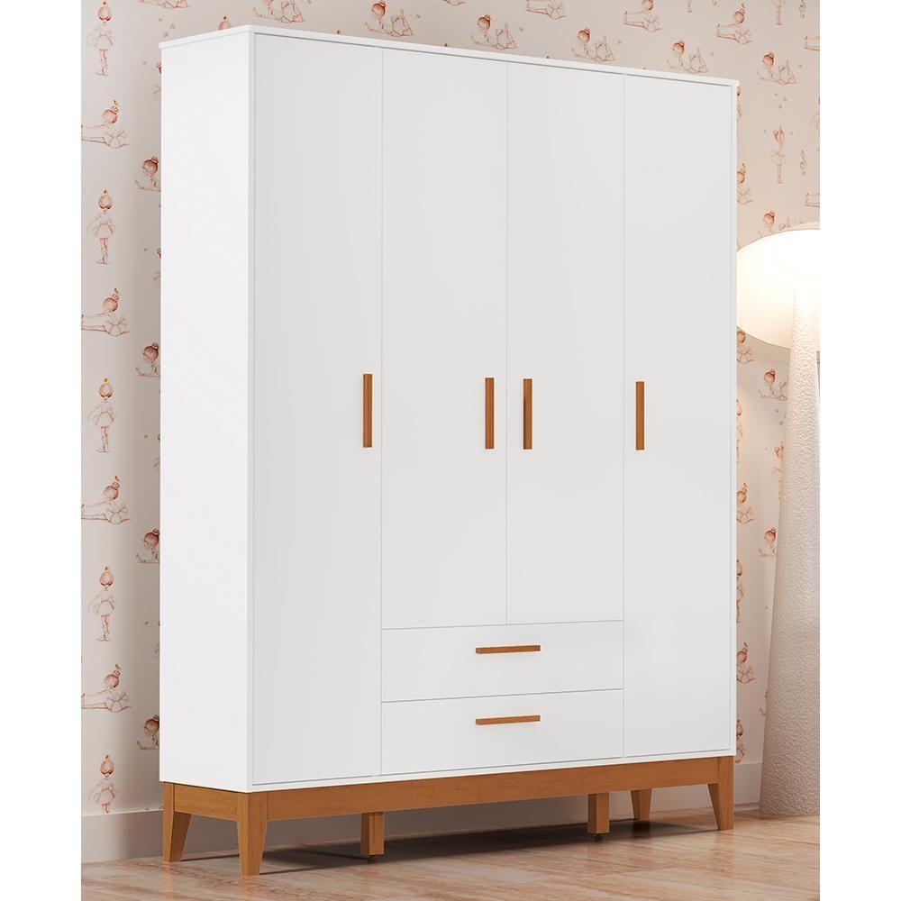 Guarda Roupa Infantil Flip 4 Portas E 2 Gavetas Branco Fosco - Reller Móveis Branco Fosco - 2