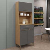 Paneleiro Itália 3 Portas 1 Gaveta Cinamomo Grafite Arte Móveis - 2