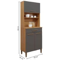 Paneleiro Itália 3 Portas 1 Gaveta Cinamomo Grafite Arte Móveis - 3