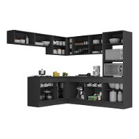 Armário Cozinha Completa Com Rodapé Multimóveis Preto/branco - 2