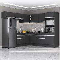 Armário Cozinha Completa Com Rodapé Multimóveis Preto/branco - 5