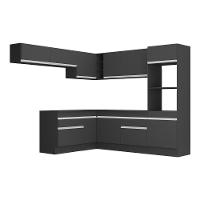 Armário Cozinha Completa Com Rodapé Multimóveis Preto/branco - 6