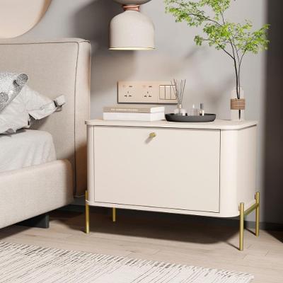 Mesa De Cabeceira Bancroft Off White Dourado