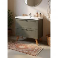 Gabinete Para Banheiro Com Cuba E Espelheira 80cm Retro Mdf Verde Milano - On Móveis - 9