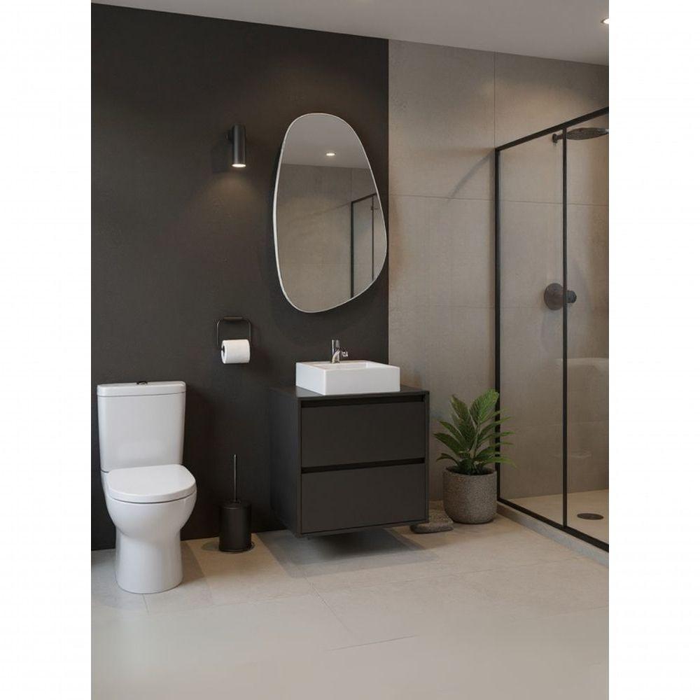 Gabinete Para Banheiro Com Cuba E Espelheira Organica 60cm Mdf Grafite Dubai - On Móveis - 4