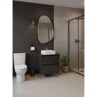 Gabinete Para Banheiro Com Cuba E Espelheira Organica 60cm Mdf Grafite Dubai - On Móveis