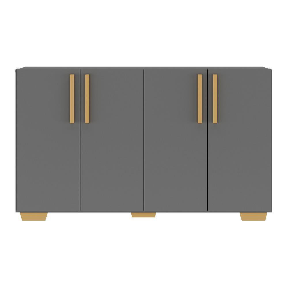 Aparador Buffet 4 Portas Com Pés Quadrados Viena V3607 Grafite/Natural Grafite/Natural - 2
