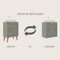 Gabinete Para Banheiro Com Tampo Cuba E Espelheira 60cm Retro Mdf Verde Milano - On Móveis - 2