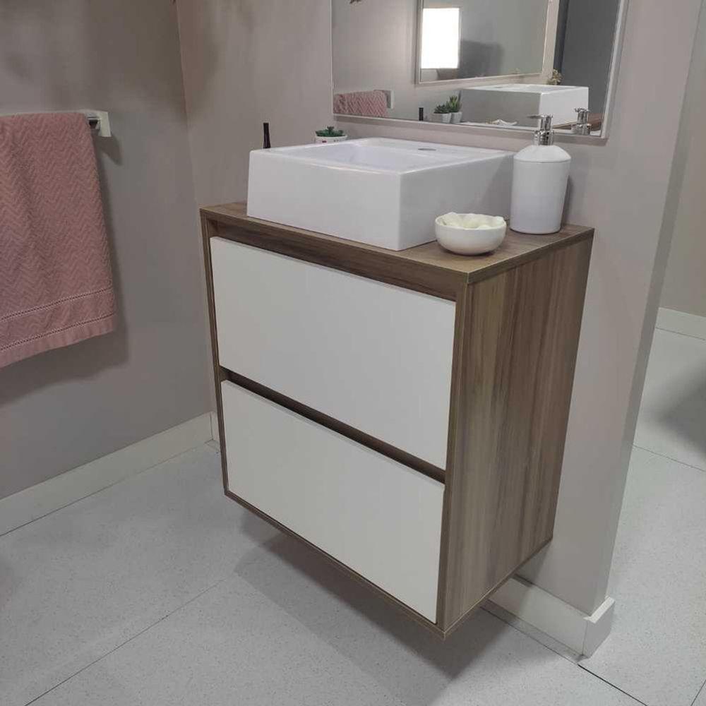 Gabinete Para Banheiro Com Cuba E Espelheira 60cm Mdf Freijo Dubai - On Móveis - 9