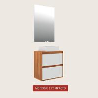 Gabinete Para Banheiro Com Cuba E Espelheira 60cm Mdf Freijo Dubai - On Móveis - 2