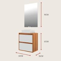Gabinete Para Banheiro Com Cuba E Espelheira 60cm Mdf Freijo Dubai - On Móveis - 3