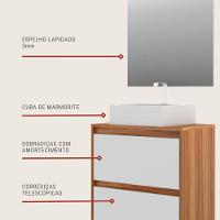 Gabinete Para Banheiro Com Cuba E Espelheira 60cm Mdf Freijo Dubai - On Móveis