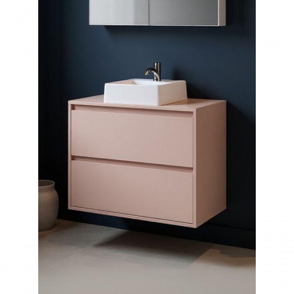 Gabinete Para Banheiro Com Cuba E Espelheira Com Led 80cm Mdf Rosa Dubai - On Móveis - 3