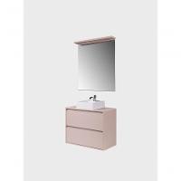 Gabinete Para Banheiro Com Cuba E Espelheira Com Led 80cm Mdf Rosa Dubai - On Móveis - 6