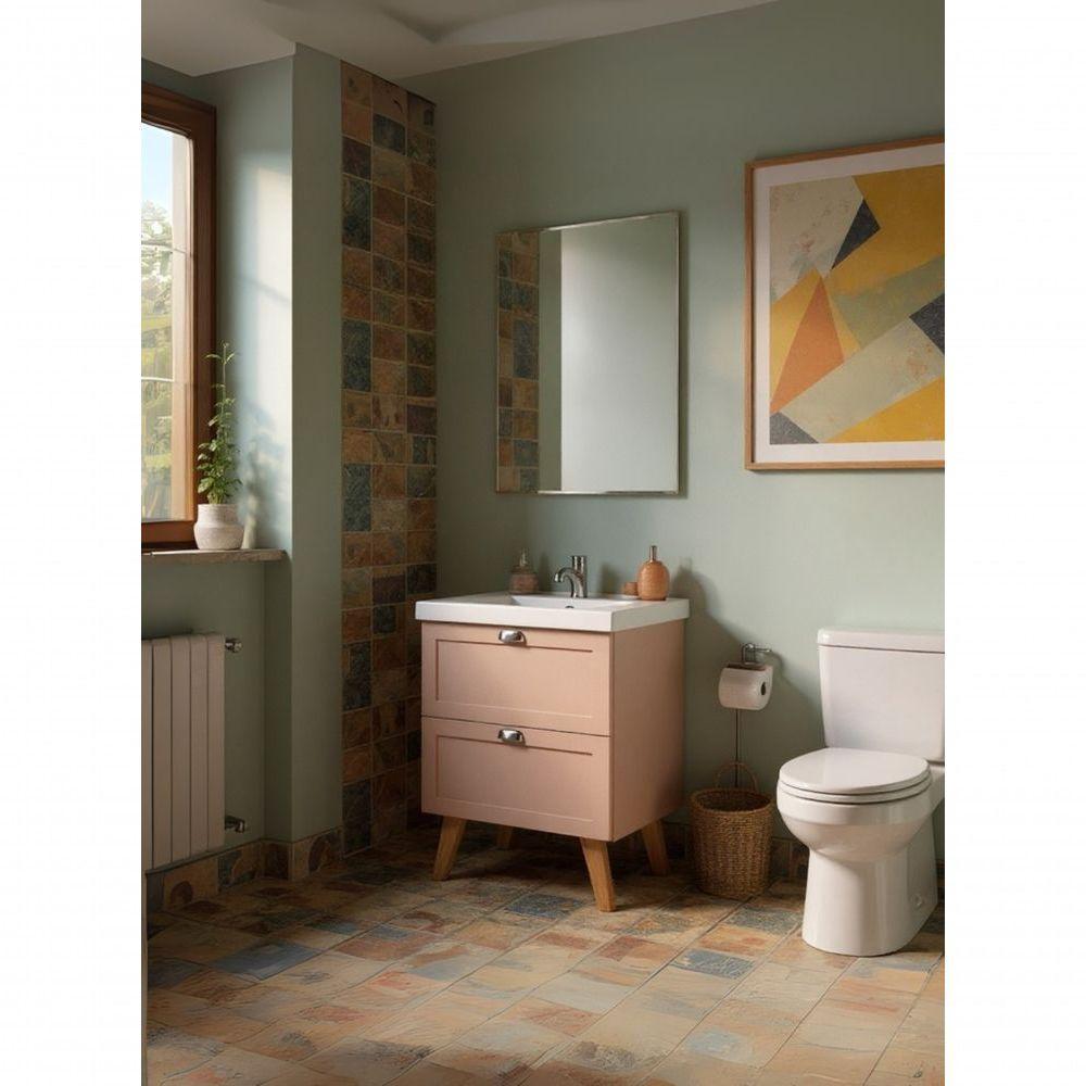 Gabinete Para Banheiro Com Cuba E Espelho 60cm Retro Mdf Rosa Milano - On Móveis - 5