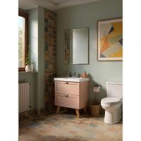 Gabinete Para Banheiro Com Cuba E Espelho 60cm Retro Mdf Rosa Milano - On Móveis - 5