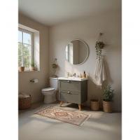 Gabinete Para Banheiro Com Cuba E Espelho Redondo 60cm Retro Mdf Verde Milano - On Móveis - 7