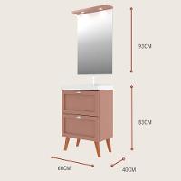 Gabinete Para Banheiro Com Cuba E Espelho Redondo 60cm Retro Mdf Verde Milano - On Móveis - 9