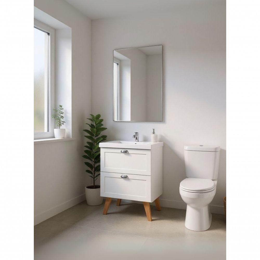 Gabinete Para Banheiro Com Cuba E Espelho 60cm Retro Mdf Branco Milano - On Móveis - 5