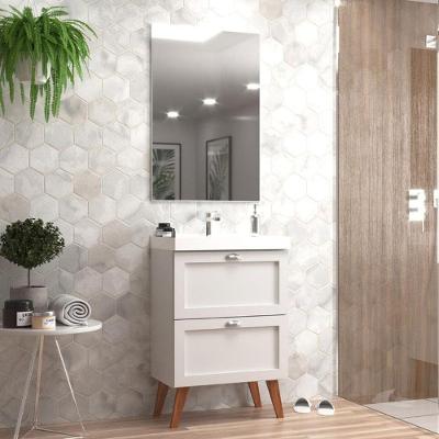 Gabinete Para Banheiro Com Cuba E Espelho 60cm Retro Mdf Branco Milano - On Móveis