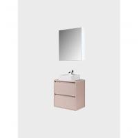 Gabinete Para Banheiro Com Cuba E Armario 60cm Mdf Rosa Dubai - On Móveis - 2