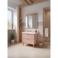 Gabinete Para Banheiro Com Cuba E Espelheira 80cm Retro Mdf Rosa Milano - On Móveis - 8