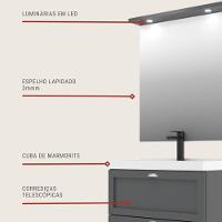 Gabinete Para Banheiro Com Cuba E Espelheira 80cm Retro Mdf Grafite Milano - On Móveis - 6