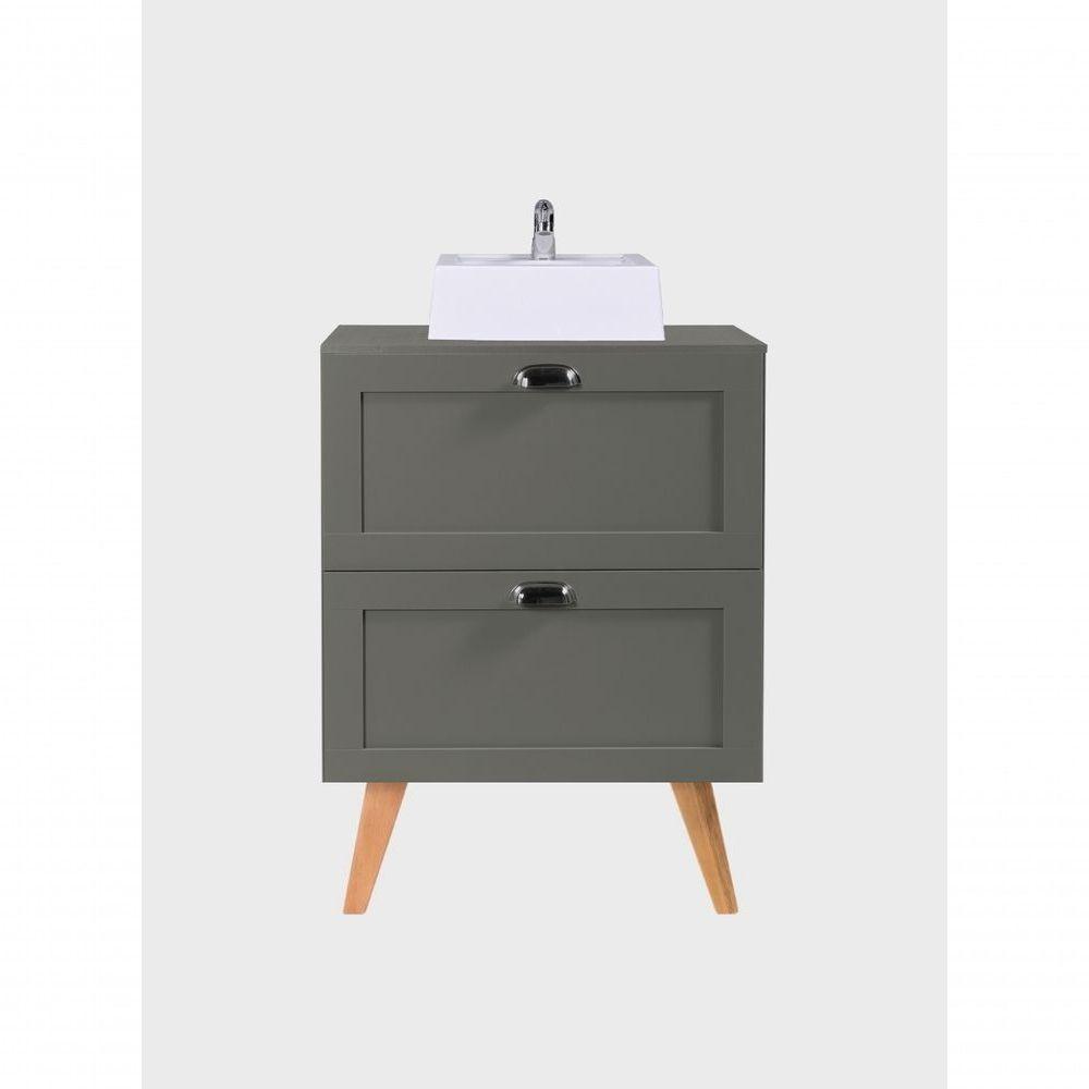Gabinete Para Banheiro Com Tampo E Cuba 60cm Retro Mdf Verde Milano - On Móveis - 3