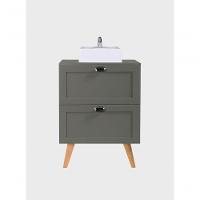 Gabinete Para Banheiro Com Tampo E Cuba 60cm Retro Mdf Verde Milano - On Móveis - 3