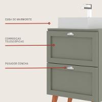 Gabinete Para Banheiro Com Tampo E Cuba 60cm Retro Mdf Verde Milano - On Móveis - 7