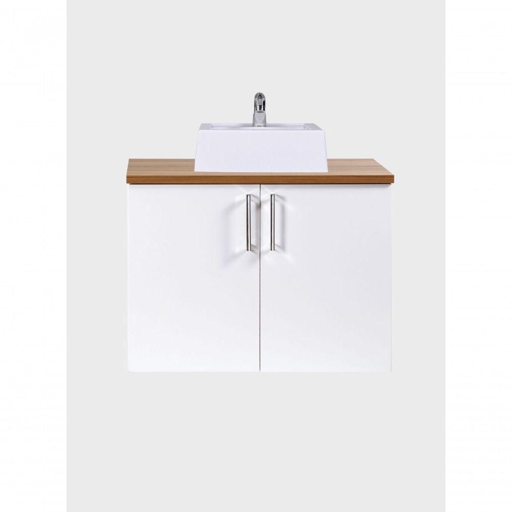 Gabinete Para Banheiro Com Cuba E Armario 80cm Mdf Freijo Com Branco Paris - On Móveis - 8