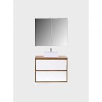 Gabinete Para Banheiro Com Cuba E Armario 80cm Mdf Freijo Com Branco Dubai - On Móveis - 7