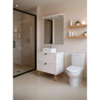 Gabinete Para Banheiro Com Tampo Cuba E Espelheira 80cm Retro Mdf Branco Milano - On Móveis - 2