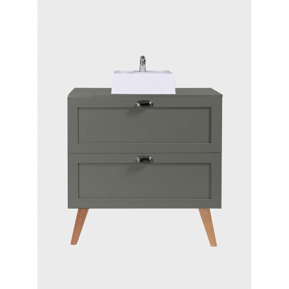 Gabinete Para Banheiro Com Tampo E Cuba 80cm Retro Mdf Verde Milano - On Móveis - 4