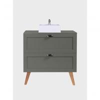 Gabinete Para Banheiro Com Tampo E Cuba 80cm Retro Mdf Verde Milano - On Móveis