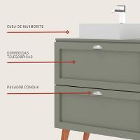 Gabinete Para Banheiro Com Tampo E Cuba 80cm Retro Mdf Verde Milano - On Móveis - 7