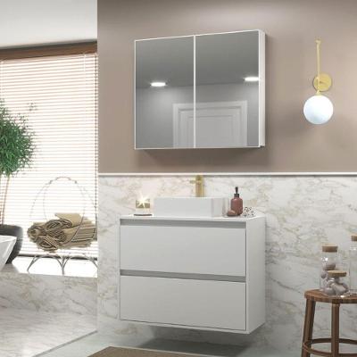 Gabinete Para Banheiro Com Cuba E Armario 80cm Mdf Branco Dubai - On Móveis