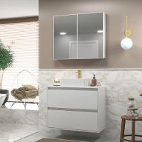 Gabinete Para Banheiro Com Cuba E Armario 80cm Mdf Branco Dubai - On Móveis - 1