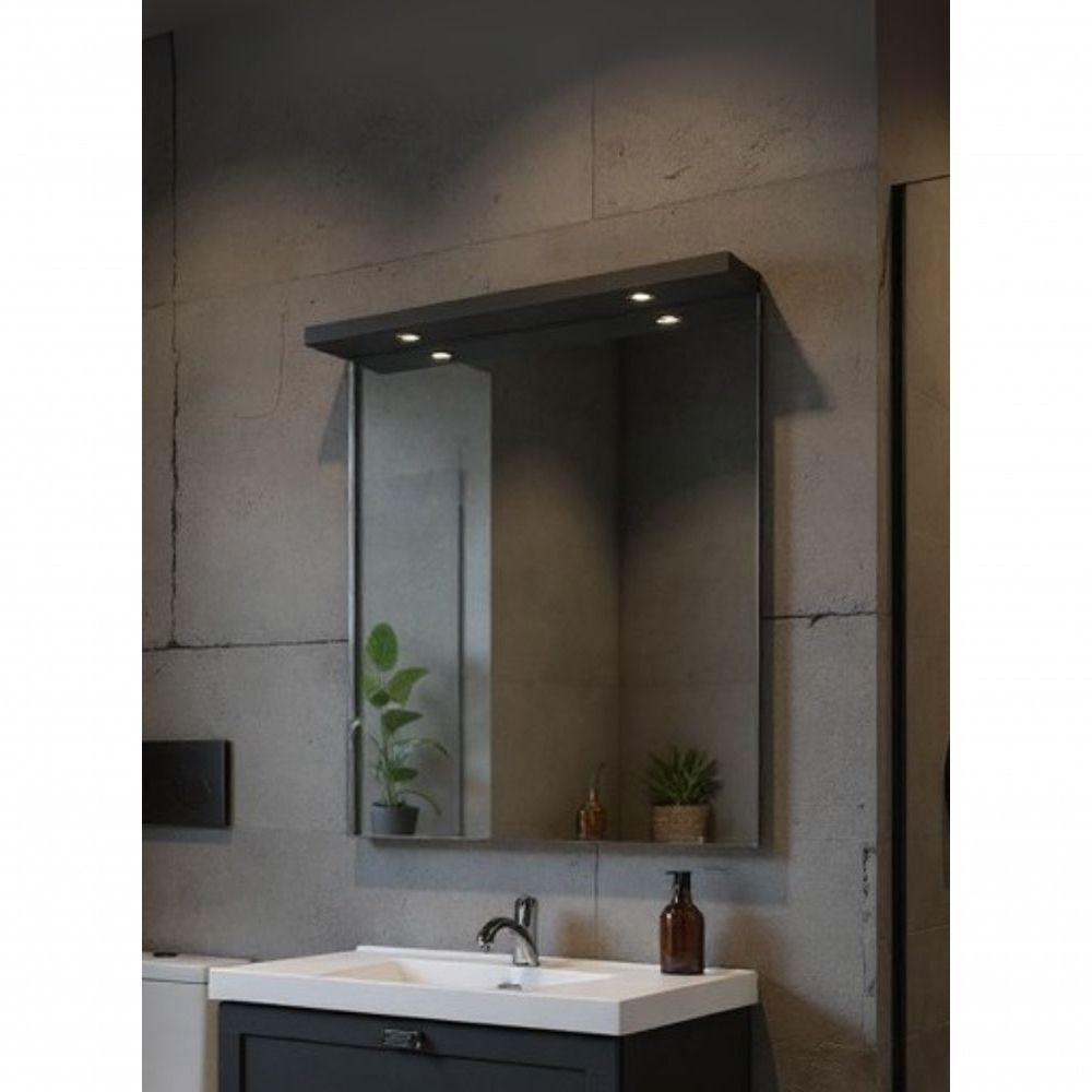 Gabinete Para Banheiro Com Tampo Cuba E Espelheira 80cm Retro Mdf Grafite Milano - On Móveis - 2