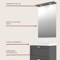 Gabinete Para Banheiro Com Cuba E Espelheira 60cm Retro Mdf Grafite Milano - On Móveis - 5