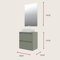 Gabinete Para Banheiro Com Cuba E Espelheira 60cm Mdf Verde Dubai - On Móveis - 3
