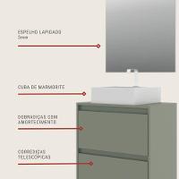 Gabinete Para Banheiro Com Cuba E Espelheira 60cm Mdf Verde Dubai - On Móveis